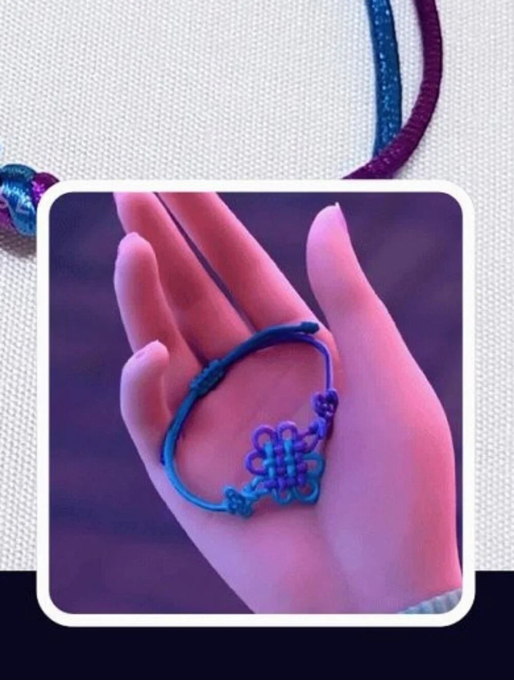 Handcrafted Purple & Blue Knot Bracelet Kpop Demon Hunters Set Matching Hanger